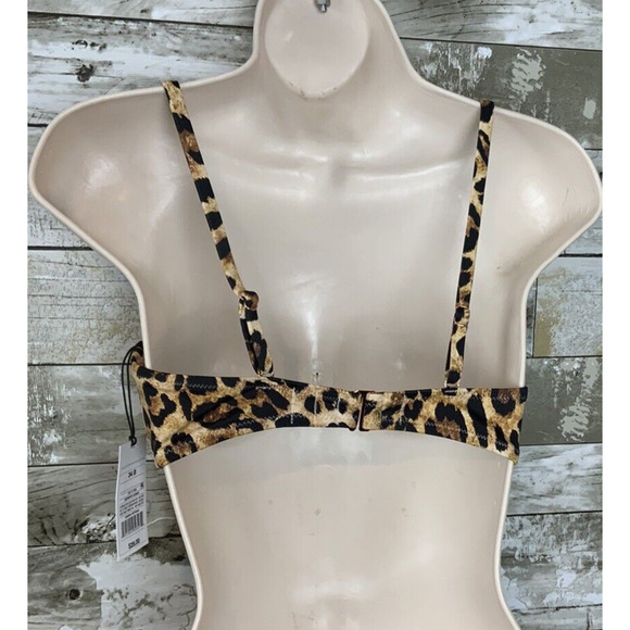 Shade & Shore Women’s Pleated Front Animal Print Bralette Bikini Top Size 34B - Picture 4 of 4